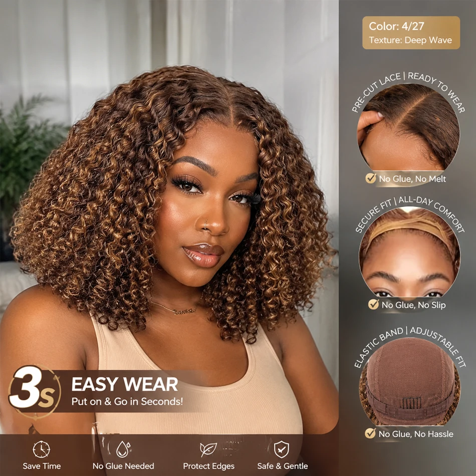 14 Inch Deep Wave 4/27 Highlight Bob Wigs Ombre HD 13x4 Lace Front Wigs Human Hair Pre Plucked 5x5 Glueless Bob Wigs for Women
14 Inch Deep Wave 4/27 Highlight Bob Wigs Ombre HD 13x4 Lace Front Wigs Human Hair Pre Plucked 5x5 Glueless Bob Wigs for Women