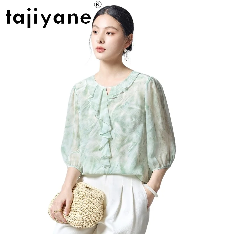 TAJIYANE 100% Mulberry Silk Shirts for Woman O-Neck Ruffled Blouse New Summer Ladies Tops 2026 Women Clothing рубашка женская
TAJIYANE 100% Mulberry Silk Shirts for Woman O-Neck Ruffled Blouse New Summer Ladies Tops 2026 Women Clothing рубашка женская