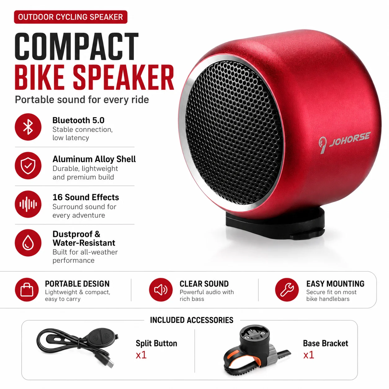 Mini Portable Bluetooth Speaker, Wireless Outdoor Bike Speaker with IPX Waterproof for Bicycle Motorcycle
Mini Portable Bluetooth Speaker, Wireless Outdoor Bike Speaker with IPX Waterproof for Bicycle Motorcycle