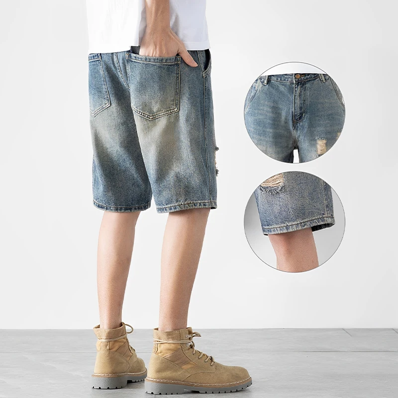 Summer Thin Style American Vintage Loose-Fit Hollow Denim Shorts Trendy Brand Streetwear Versatile Mid-Length Trousers
Summer Thin Style American Vintage Loose-Fit Hollow Denim Shorts Trendy Brand Streetwear Versatile Mid-Length Trousers