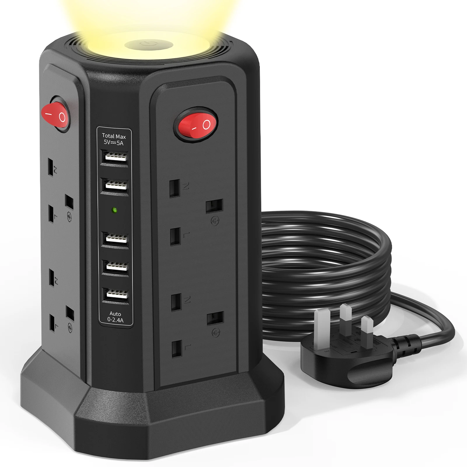 Башенный вывод расширения, (13 А, 3250 Вт) 5 портов USB и 8-контактная розетка, с 4 переключателями, удлинителем длиной 1,8 м, подходит для дома, офиса.
Башенный вывод расширения, (13 А, 3250 Вт) 5 портов USB и 8-контактная розетка, с 4 переключателями, удлинителем длиной 1,8 м, подходит для дома, офиса.