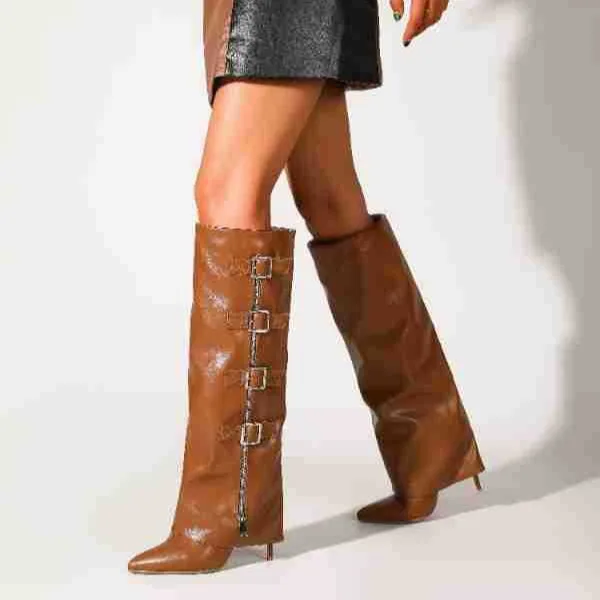 Pointed Belt Buckle Stilettos Trouser Boots Customized Large-Size Knee-High Botines Solid Color High-Top Knight Botas Femininas
Pointed Belt Buckle Stilettos Trouser Boots Customized Large-Size Knee-High Botines Solid Color High-Top Knight Botas Femininas