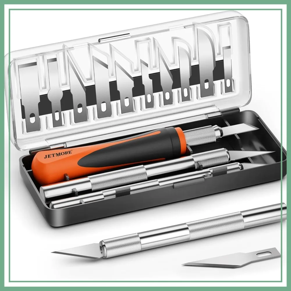 16 Pcs Precision Hobby Knife Set with 13 SK5 Steel Blades, 3 Craft Knives for Carving, Modeling, DIY, Scrapbooking, Art Projects
16 Pcs Precision Hobby Knife Set with 13 SK5 Steel Blades, 3 Craft Knives for Carving, Modeling, DIY, Scrapbooking, Art Projects