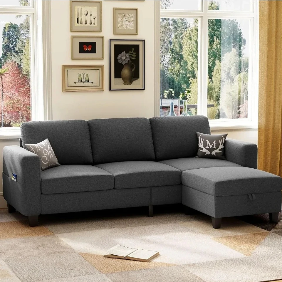 USA Shipping Sofa Couches for Living Room 78'' Dark Grey 3 Seater L-Shaped Couch with Storage Ottoman Comfy Fabric Convertible
USA Shipping Sofa Couches for Living Room 78'' Dark Grey 3 Seater L-Shaped Couch with Storage Ottoman Comfy Fabric Convertible