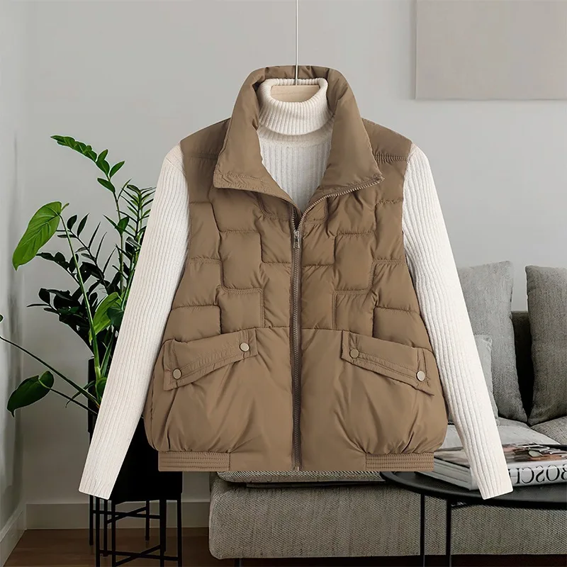 Women's Cotton Jacket Vest Loose Short Style Stand Collar Down Filled Outerwear Shoulder Pad Jacket Autumn Winter New Arrival
Women's Cotton Jacket Vest Loose Short Style Stand Collar Down Filled Outerwear Shoulder Pad Jacket Autumn Winter New Arrival