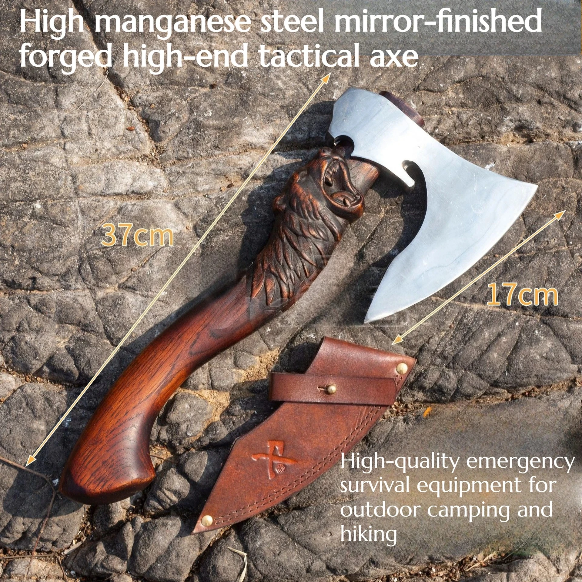 Hand Forged High Manganese Steel Tactical Axe Outdoor Camping Chopping Wood Survival EDC High-quality Equipment
Hand Forged High Manganese Steel Tactical Axe Outdoor Camping Chopping Wood Survival EDC High-quality Equipment