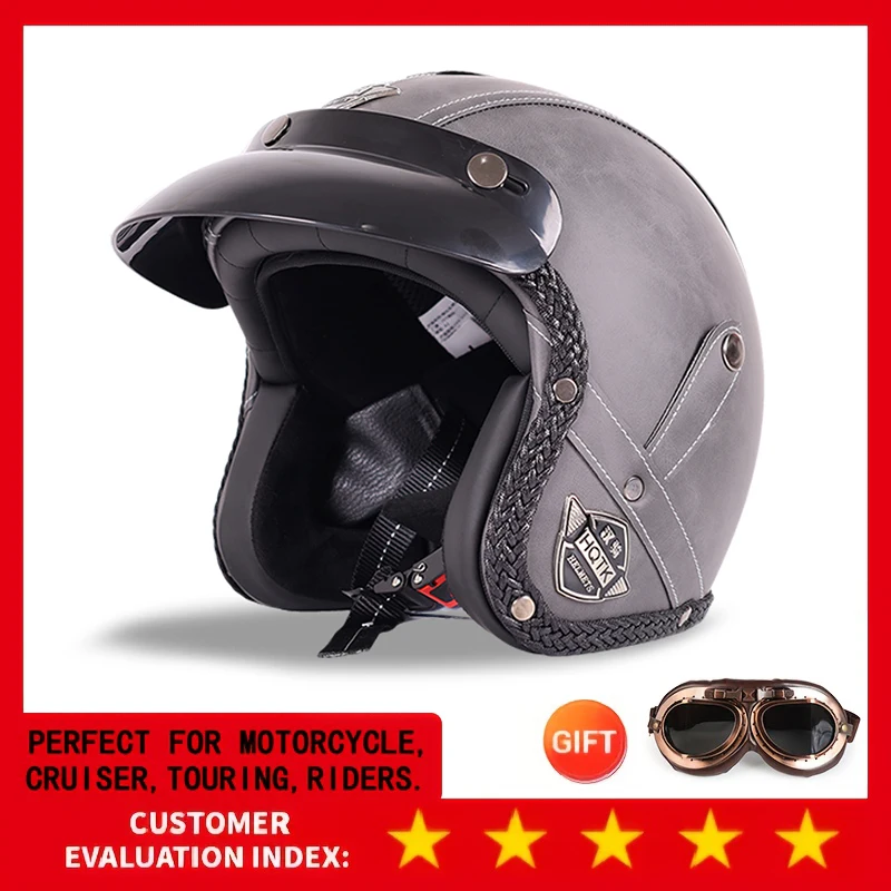 Retro Motorcycle Helmet 555-Black Plaid Leather Cap Four Seasons Cruise Motorcycle Three-Quarter Helmet Vintage Style
Retro Motorcycle Helmet 555-Black Plaid Leather Cap Four Seasons Cruise Motorcycle Three-Quarter Helmet Vintage Style