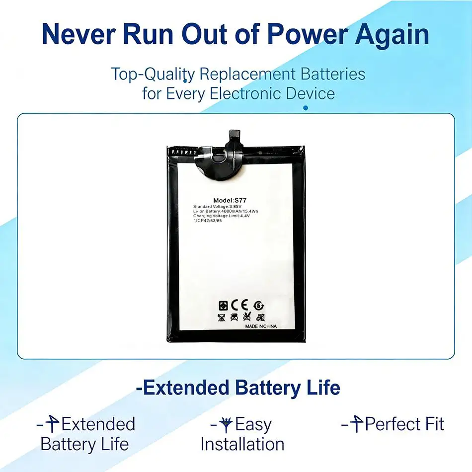 Долговечная батарея для мобильного телефона 4000 мАч для Oukitel C18 Pro S77
Долговечная батарея для мобильного телефона 4000 мАч для Oukitel C18 Pro S77