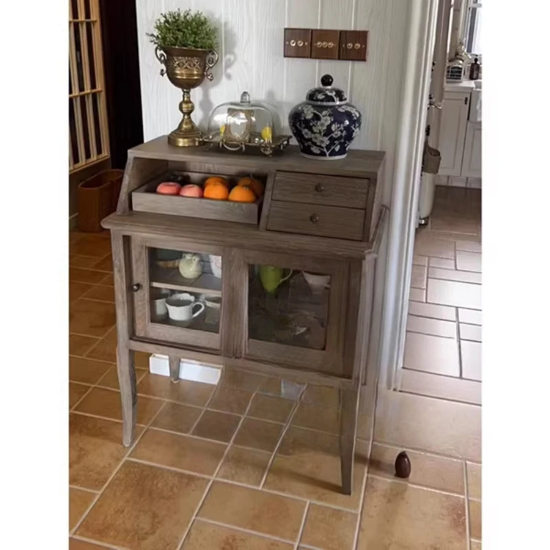 American rural white oak solid wood dining side cabinet small apartment living room wall side cabinet French retro display
American rural white oak solid wood dining side cabinet small apartment living room wall side cabinet French retro display