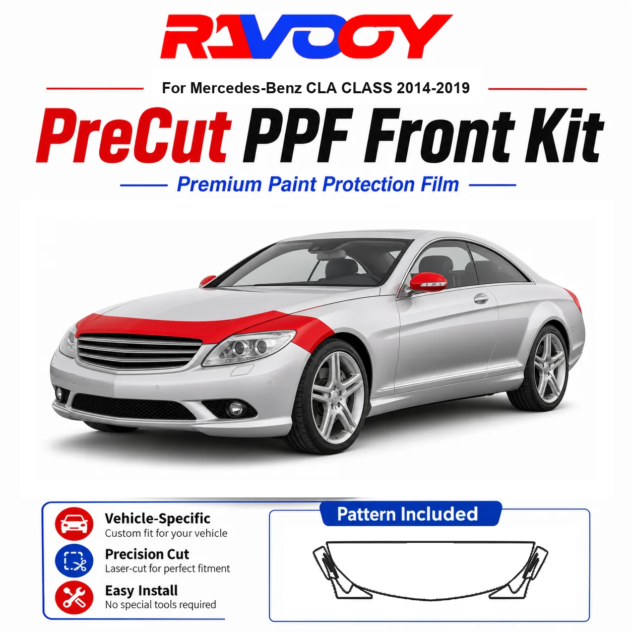 8.5mil TPU Precut PPF Kit For Mercedes-Benz CLA CLASS 2014-2019 - Hood, Fenders & Mirror Set - Self-Healing Clear Bra Film
8.5mil TPU Precut PPF Kit For Mercedes-Benz CLA CLASS 2014-2019 - Hood, Fenders & Mirror Set - Self-Healing Clear Bra Film