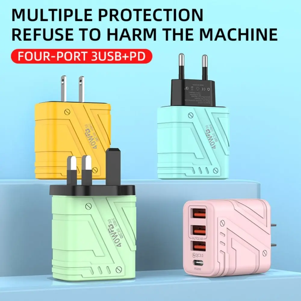 USB A+C 40W Charger Plug EU/US/UK 4 Ports Phone Charger Adapter PD QC3.0 Fast Charging USB C Charger for iPhone/Xiaomi/Samsung
USB A+C 40W Charger Plug EU/US/UK 4 Ports Phone Charger Adapter PD QC3.0 Fast Charging USB C Charger for iPhone/Xiaomi/Samsung