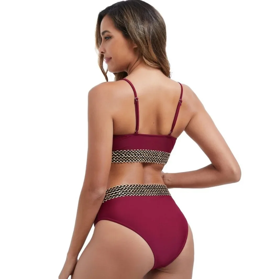 2025 Sexy Strape Tape Swimsuit Women Red High Waist Bikini Set Bandeau Swimwear Female Padded Bathing Suit Swimming Beachwear
2025 Sexy Strape Tape Swimsuit Women Red High Waist Bikini Set Bandeau Swimwear Female Padded Bathing Suit Swimming Beachwear