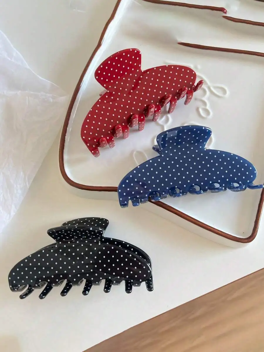 3pcs/1pc Vintage Polka Dot Claw Clips Red Blue Black Large Size Hair Hair Claw Women Hair Accessories Elegant Half-Up Ponytail H
3pcs/1pc Vintage Polka Dot Claw Clips Red Blue Black Large Size Hair Hair Claw Women Hair Accessories Elegant Half-Up Ponytail H