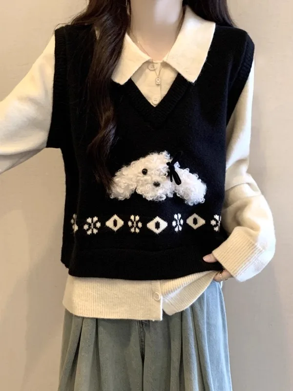 Collar Knitted Sweater Women's plus Size Spring Early 2026 New Style Dog Pattern Casual Comfortable Breathable Top
Collar Knitted Sweater Women's plus Size Spring Early 2026 New Style Dog Pattern Casual Comfortable Breathable Top