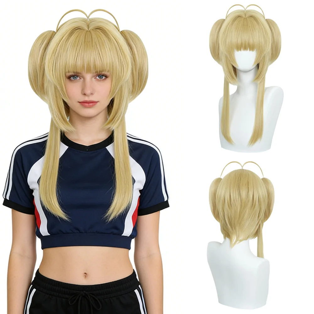 Light Blonde Double Buns Cosplay Wig With Ahoge Bangs Cute Lolita Heat Resistant Synthetic Hair For Women Halloween Daily Party
Light Blonde Double Buns Cosplay Wig With Ahoge Bangs Cute Lolita Heat Resistant Synthetic Hair For Women Halloween Daily Party