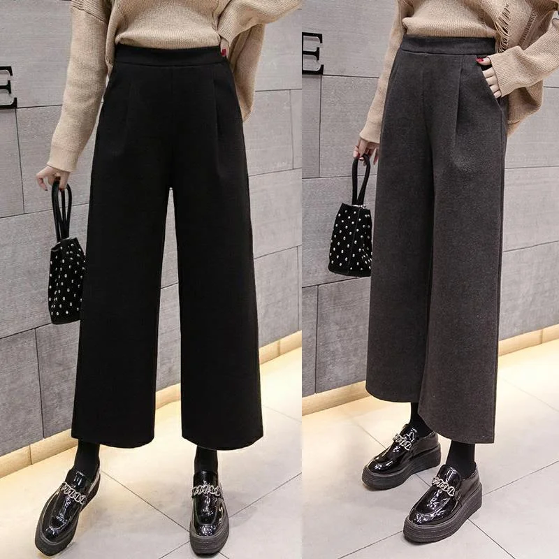 Thick Woolen Cropped Wide Leg Pants Women Autumn Winter New Style Versatile Loose High Waist Slim Fit Ladies Casual Pants
Thick Woolen Cropped Wide Leg Pants Women Autumn Winter New Style Versatile Loose High Waist Slim Fit Ladies Casual Pants