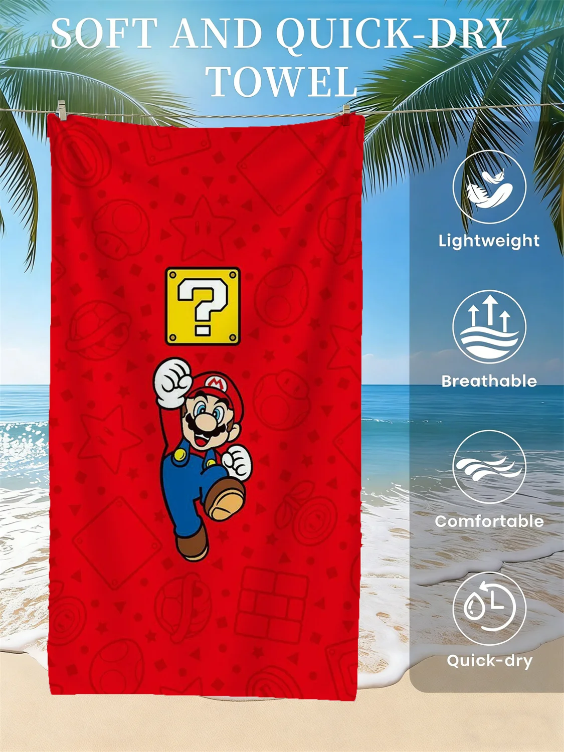 2026 Mario Themed Beach Towel, Quick Dry Soft Fabric, Comfortable Lightweight For Fans Summer Pool Beach Bath Use
2026 Mario Themed Beach Towel, Quick Dry Soft Fabric, Comfortable Lightweight For Fans Summer Pool Beach Bath Use