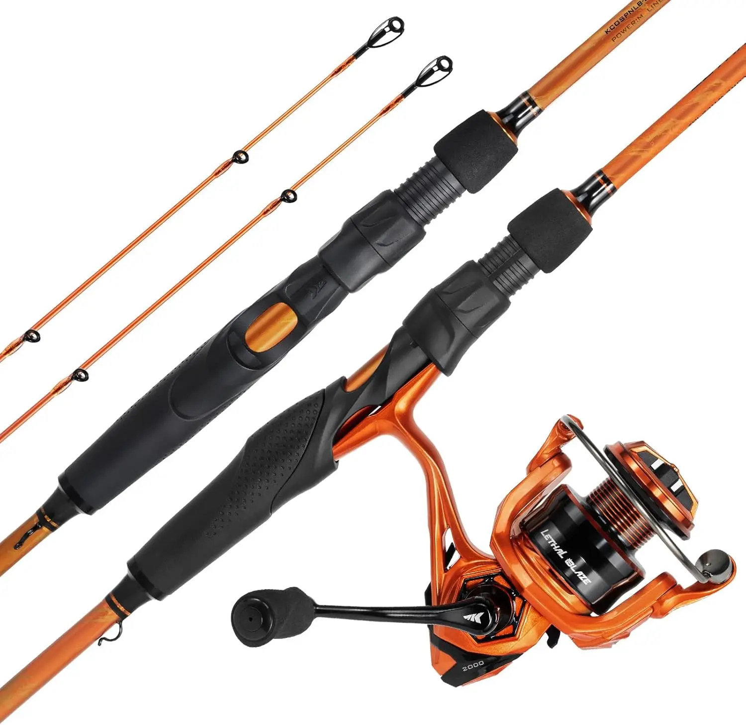 Lethal Blaze Twin-tip Fishing Rod and Reel Combo, Spinning & Baitcaster Combo, Flame Pattern Design, IM6 Graphite 2Pc Rod with B
Lethal Blaze Twin-tip Fishing Rod and Reel Combo, Spinning & Baitcaster Combo, Flame Pattern Design, IM6 Graphite 2Pc Rod with B