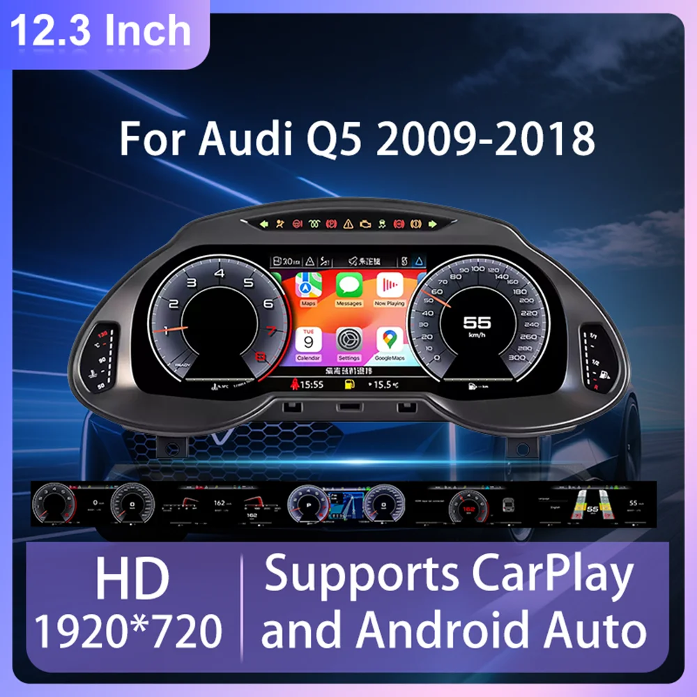 12.3 Inch Virtual Cockpit Digital Instrument Cluster For Audi Q5 2009-2018 Full LCD Car Dashboard Panel Speedometer Tachometer
12.3 Inch Virtual Cockpit Digital Instrument Cluster For Audi Q5 2009-2018 Full LCD Car Dashboard Panel Speedometer Tachometer