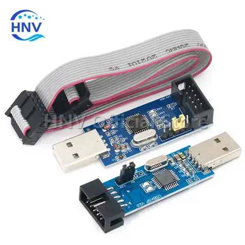 1Set USBASP USBISP AVR Programmer USB ATMEGA8 ATMEGA128 ATtiny/CAN/PWM 10Pin Wire Module DIY + 10Pin To 6 Pin Adapter Board