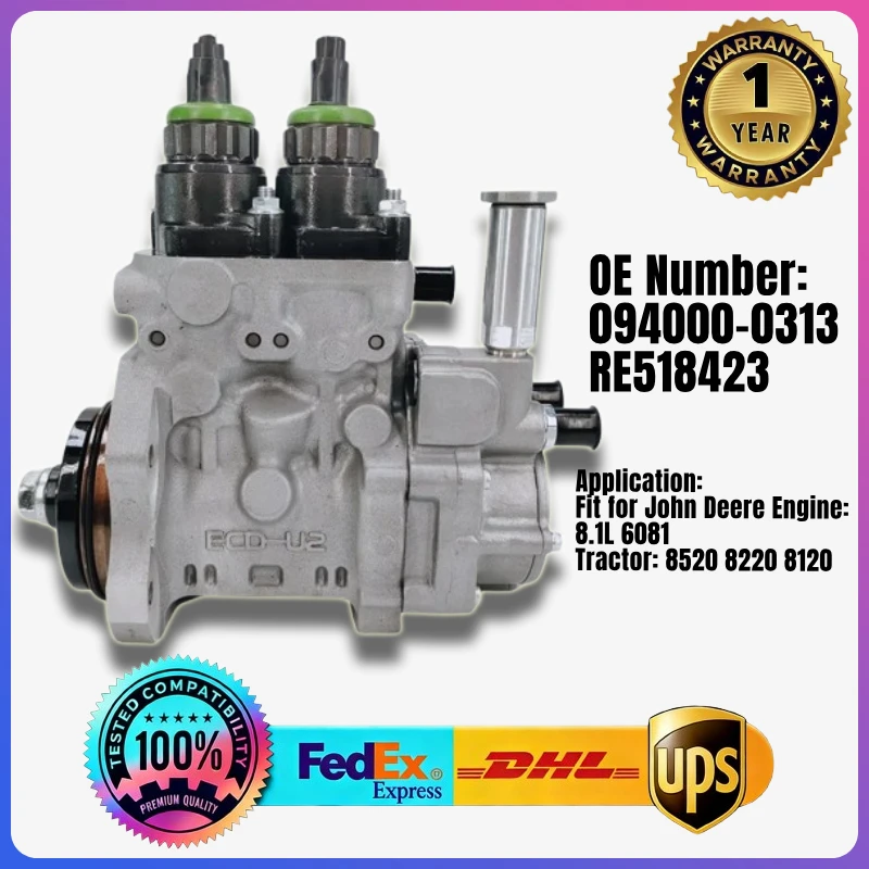 094000-0313 RE518423 Fuel Injection Pump for John Deere Engine 8.1L 6081 Tractor 8520 8220 8120
094000-0313 RE518423 Fuel Injection Pump for John Deere Engine 8.1L 6081 Tractor 8520 8220 8120