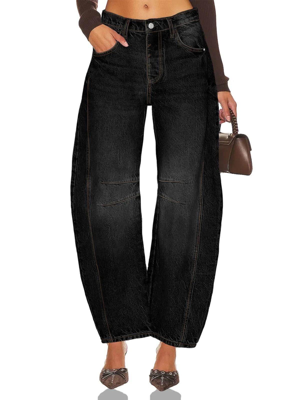 Elastic Waist High-waisted Women's Jeans Slimming Loose-fit Cropped Pants For Women Jeans Women High Waisted Korean Style Loose
Elastic Waist High-waisted Women's Jeans Slimming Loose-fit Cropped Pants For Women Jeans Women High Waisted Korean Style Loose