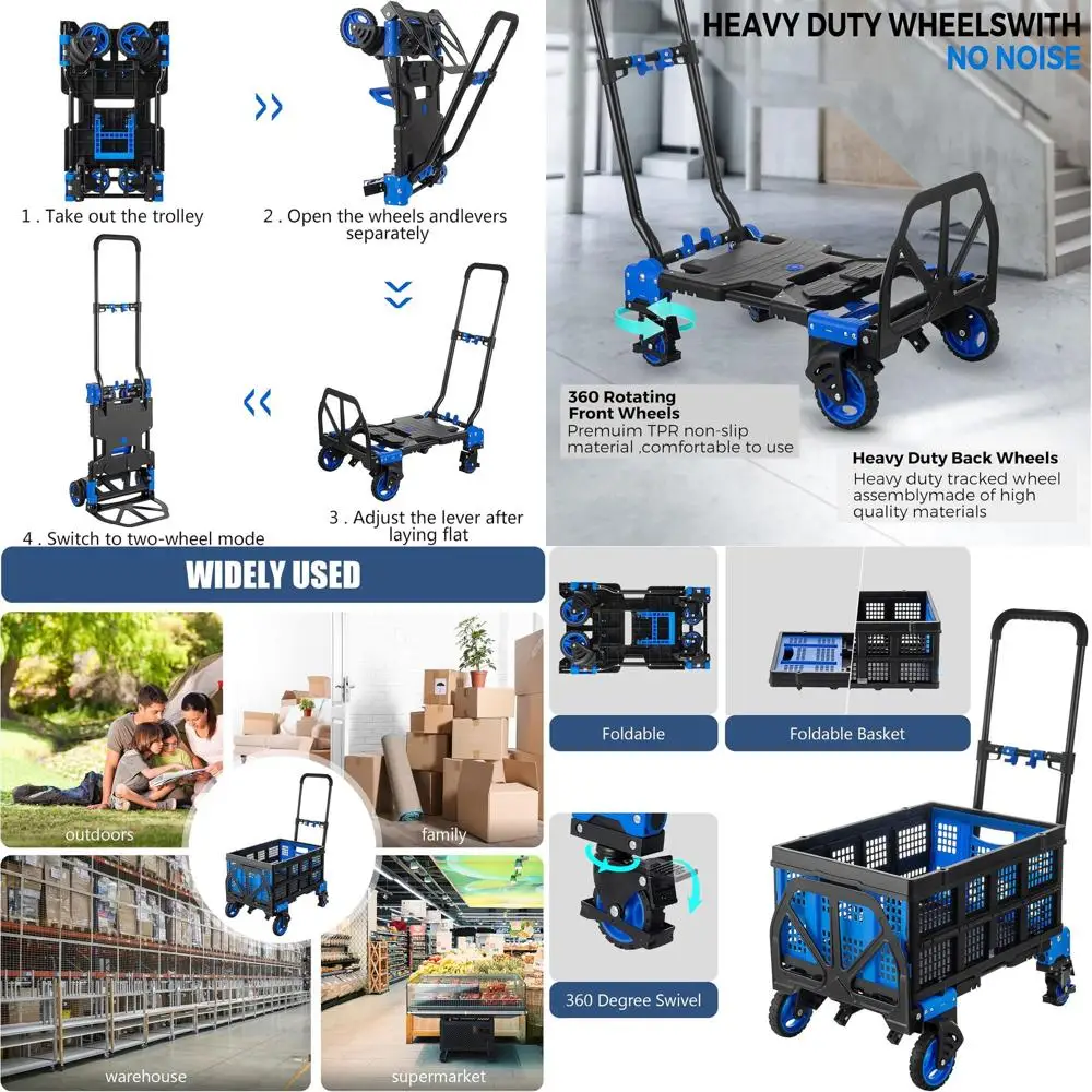 Heavy-Duty Folding Hand Truck Dolly with 330lbs Capacity, Convertible Cart for Warehouse and Home Use
Heavy-Duty Folding Hand Truck Dolly with 330lbs Capacity, Convertible Cart for Warehouse and Home Use