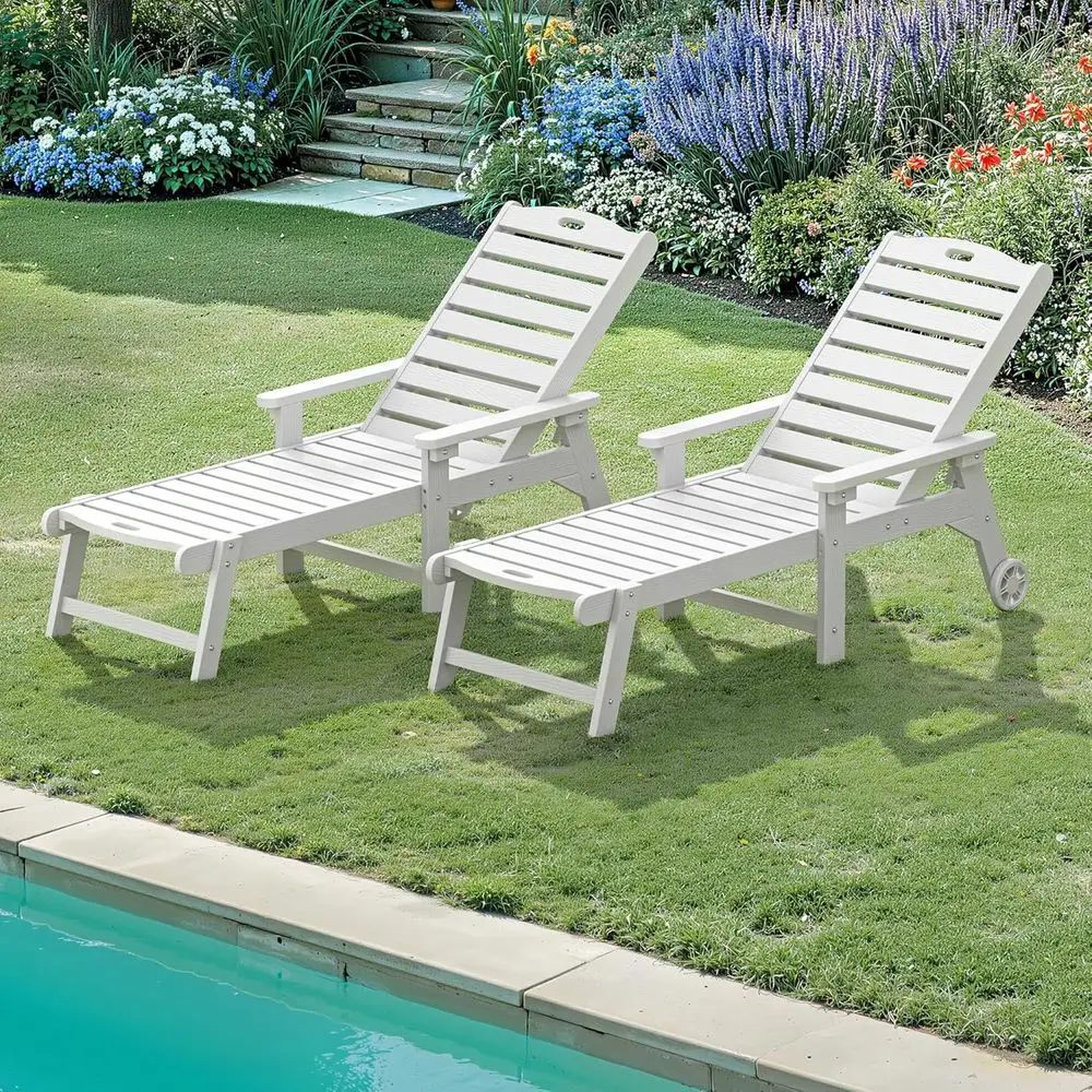 Lounge Chair Outdoor Set o 2, HDPS Chaise Lounge Outdoor with Wheels, 5 Positions Adjustable Pool Lounger Chairs or Outside, Pat
Lounge Chair Outdoor Set o 2, HDPS Chaise Lounge Outdoor with Wheels, 5 Positions Adjustable Pool Lounger Chairs or Outside, Pat