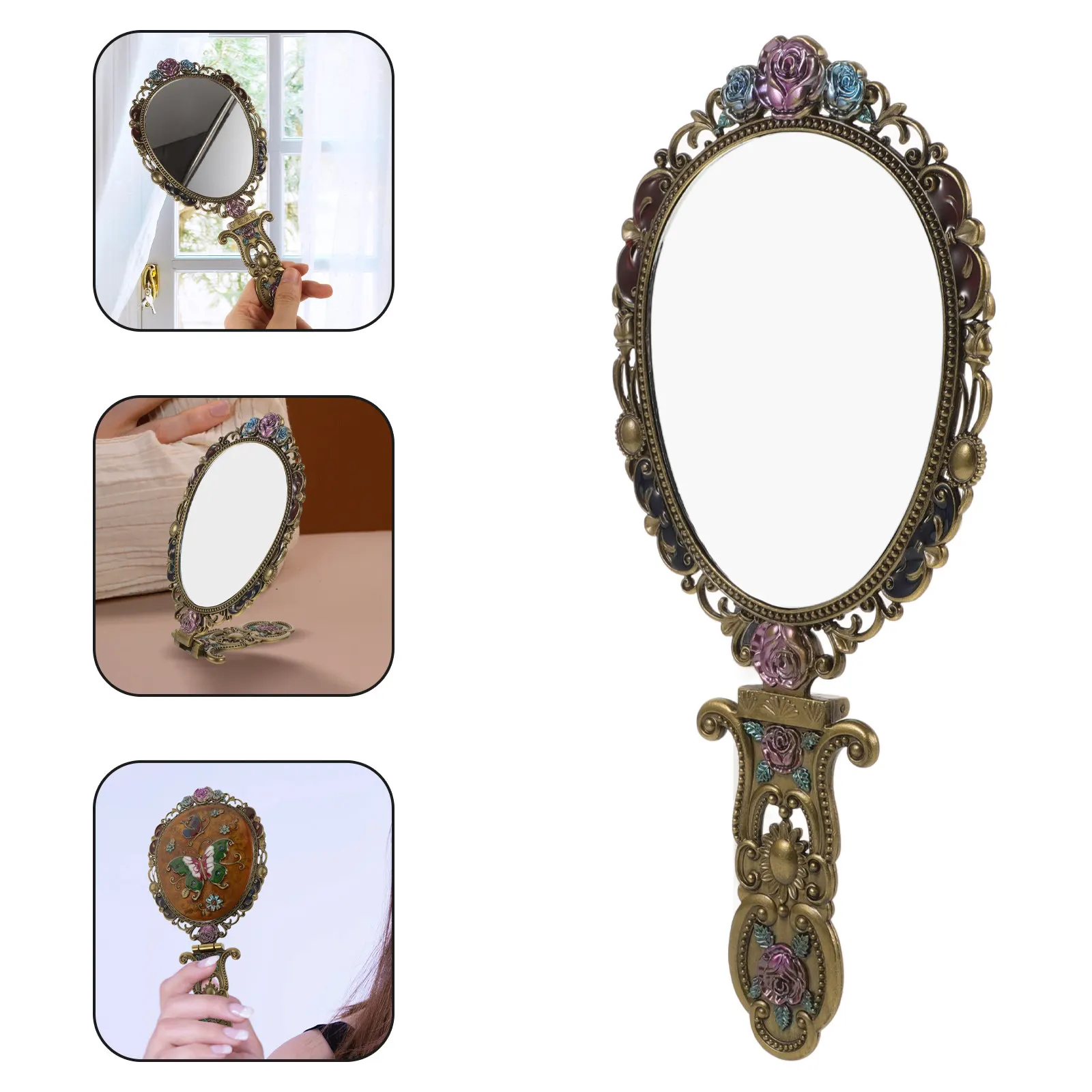 Handheld Vintage Makeup Mirror Zinc Alloy Construction Compact Lightweight Travel Mirror for Women Teens Pocket Purse Use
Handheld Vintage Makeup Mirror Zinc Alloy Construction Compact Lightweight Travel Mirror for Women Teens Pocket Purse Use