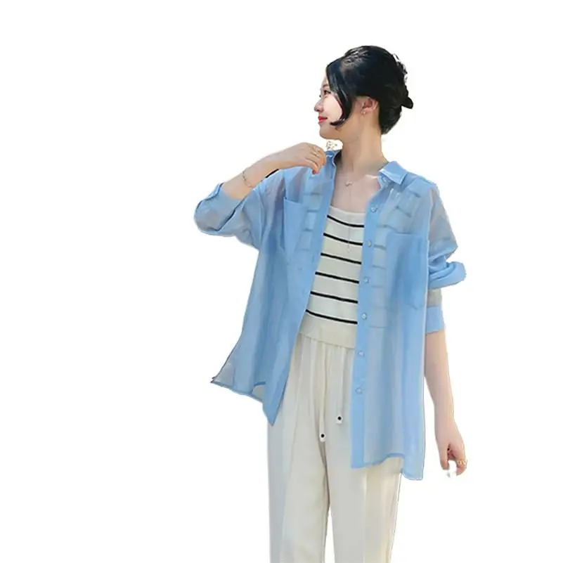 Summer Women Rayon Side split Turn-down Collar Smooth Lightweight Sunscreen Shirt Loose Breathable Beach Style Pockets Coats
Summer Women Rayon Side split Turn-down Collar Smooth Lightweight Sunscreen Shirt Loose Breathable Beach Style Pockets Coats