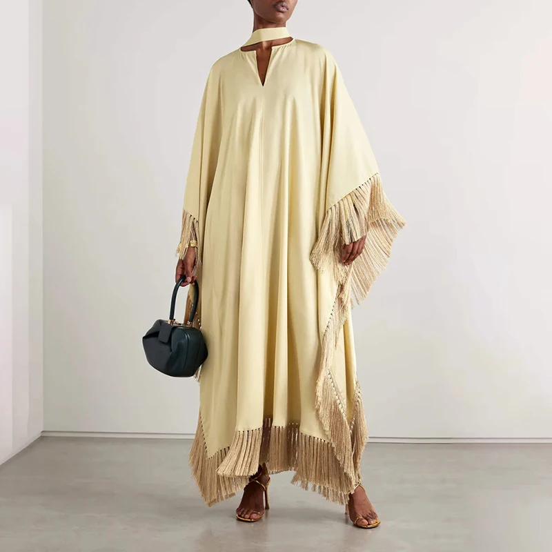 2026 Summer Lace-up Party Evening Dress Luxury Fashion Solid Color Tassel Maxi Dress Women's Spring Long Sleeve Loose Long Dress
2026 Summer Lace-up Party Evening Dress Luxury Fashion Solid Color Tassel Maxi Dress Women's Spring Long Sleeve Loose Long Dress