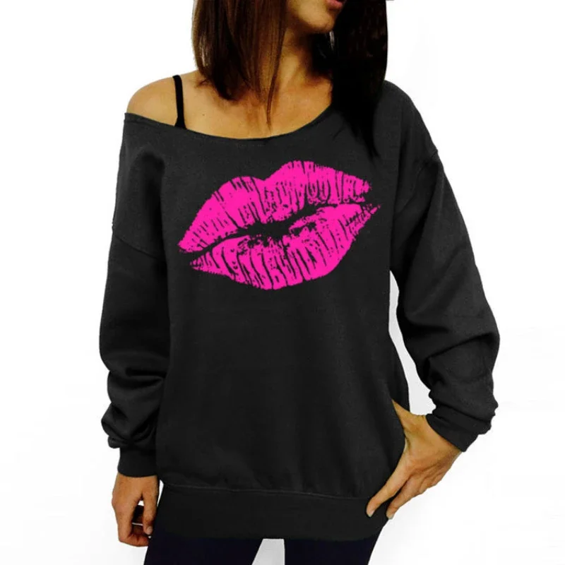 Sweartshirts Women Autumn Long-Sleeved Pullovers Red Big Lips Pattern Tops Oblique Collar Women's Clothing Oversize Itself
Sweartshirts Women Autumn Long-Sleeved Pullovers Red Big Lips Pattern Tops Oblique Collar Women's Clothing Oversize Itself