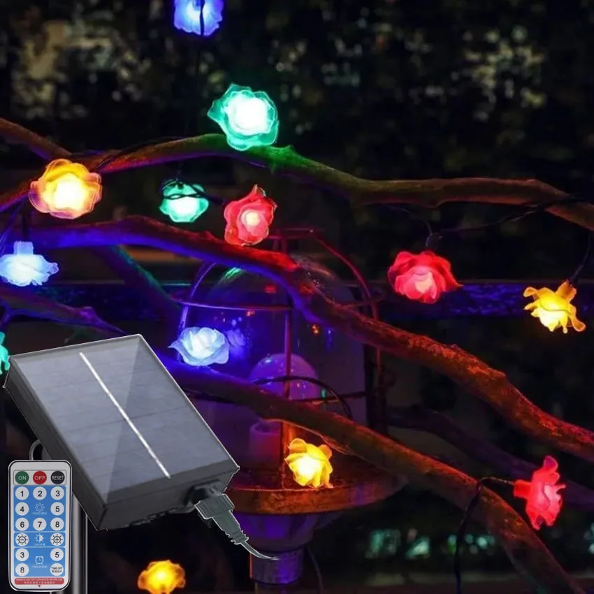 Solar String Lights Rose Flower Garden Decoration Remote Control 12m Lichterkette Outdoor Waterproof Luces Solares Para Exterior
Solar String Lights Rose Flower Garden Decoration Remote Control 12m Lichterkette Outdoor Waterproof Luces Solares Para Exterior