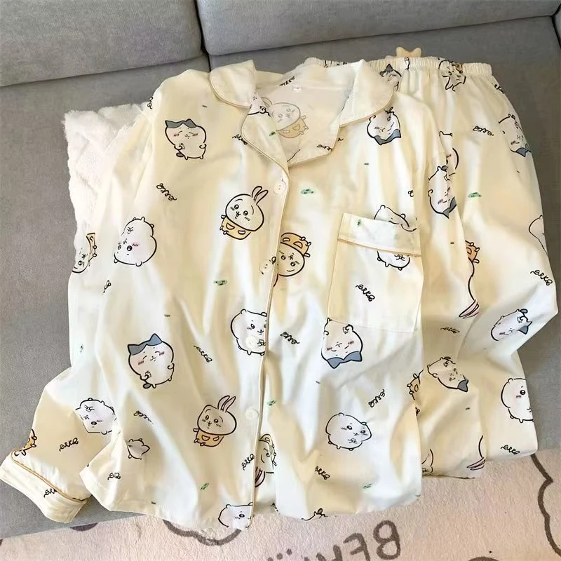 Chiikawa Hachiware Women's Sleepwear Set Spring Autumn Japanese Kawaii Long Sleeved Pants Usagi Sweet Fashion Leisure Homewear
Chiikawa Hachiware Women's Sleepwear Set Spring Autumn Japanese Kawaii Long Sleeved Pants Usagi Sweet Fashion Leisure Homewear