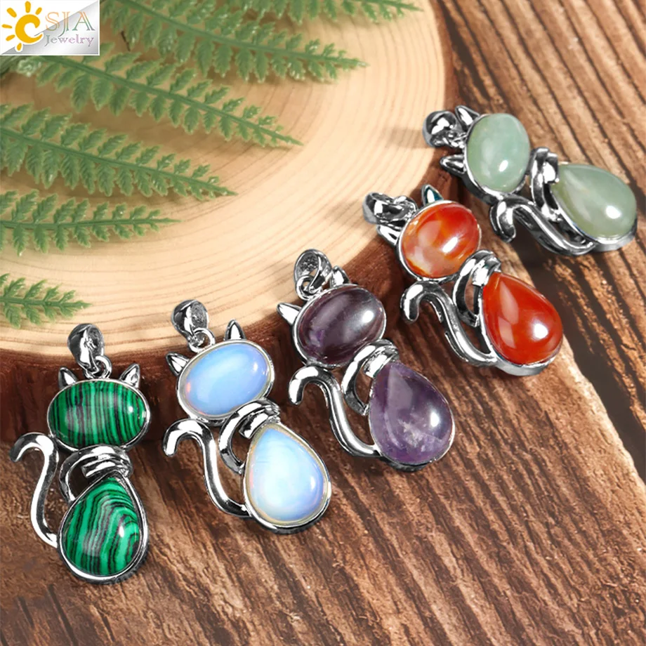 Natural Stone Pendant Cute Cat Pendants Suspension for Girl Amethyst Tiger Eye Green Aventurine Pink Crystal Cat Jewelry F072
Natural Stone Pendant Cute Cat Pendants Suspension for Girl Amethyst Tiger Eye Green Aventurine Pink Crystal Cat Jewelry F072