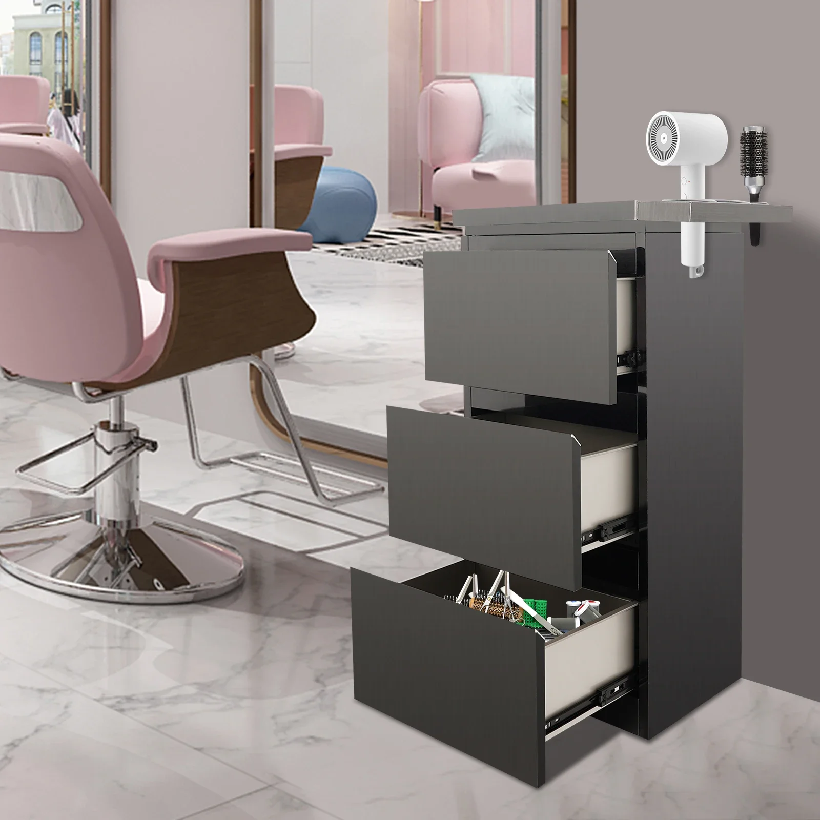 Шкаф для хранения с 3 ящиками, Шкаф для хранения в парикмахерской, Шкаф-органайзер для салона красоты
Шкаф для хранения с 3 ящиками, Шкаф для хранения в парикмахерской, Шкаф-органайзер для салона красоты