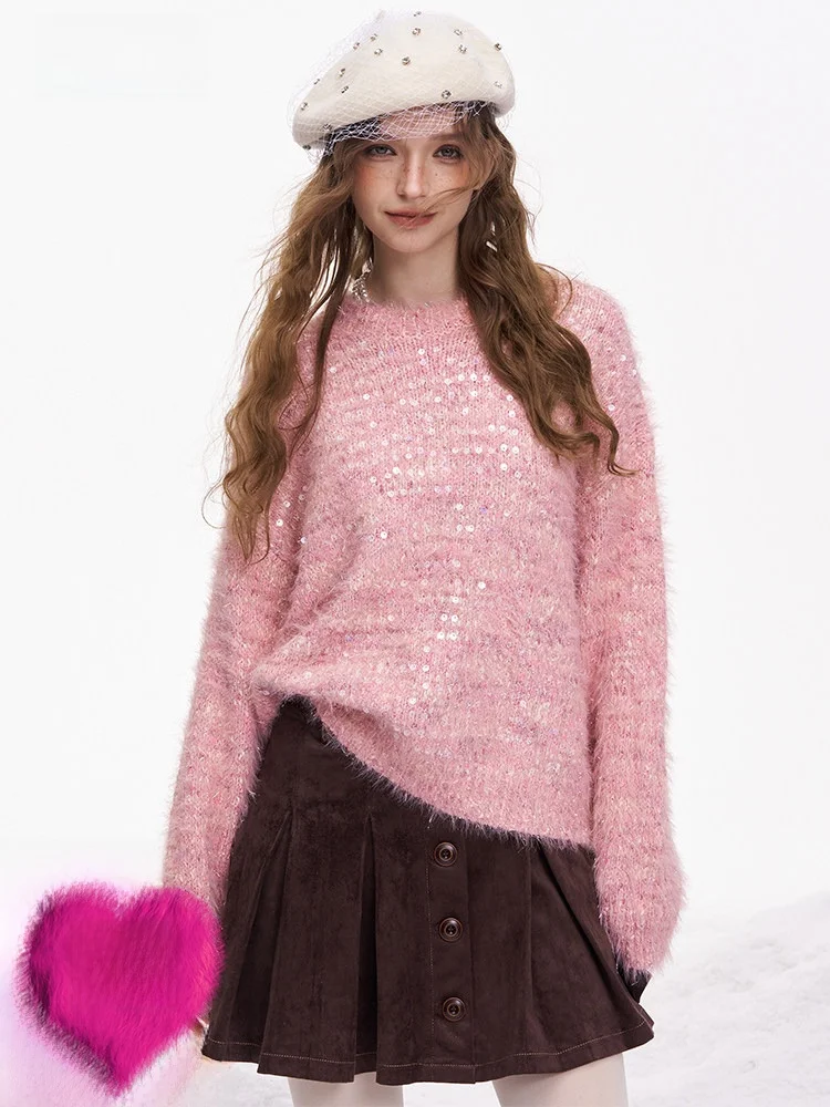 Sweet Loose Women's Sweater Glitter Soft Cozy Winter Night Pink Elf's ket Casual Sle round Ne Regular Thin
Sweet Loose Women's Sweater Glitter Soft Cozy Winter Night Pink Elf's ket Casual Sle round Ne Regular Thin