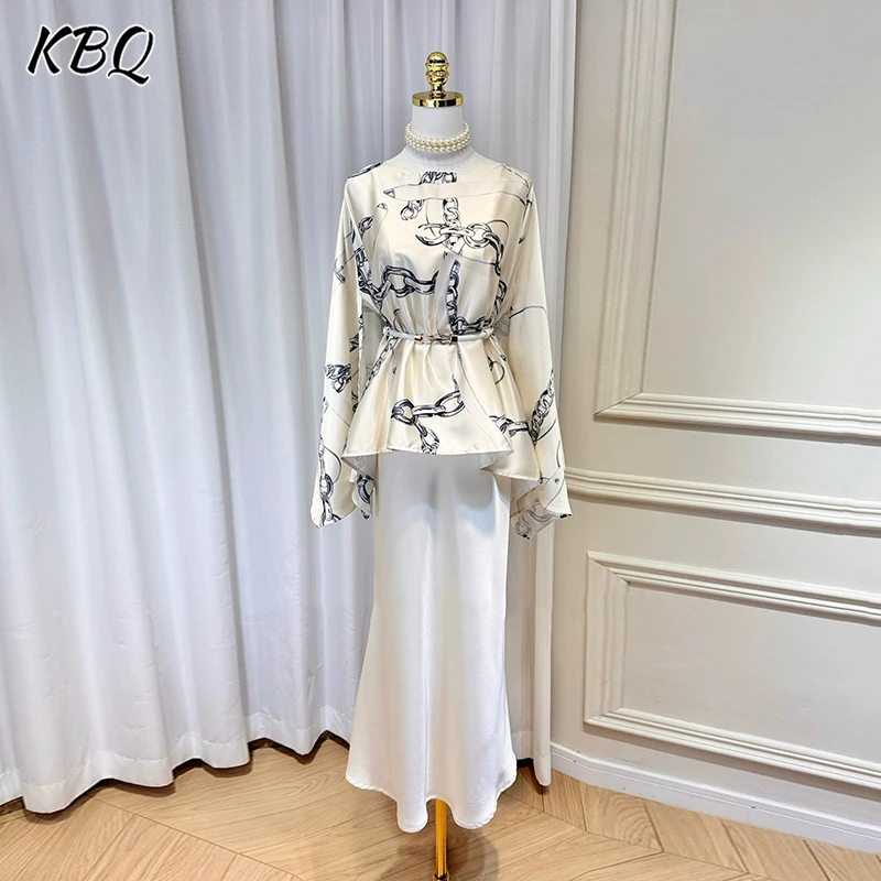 KBQ Temperament Two Piece Sets For Women Round Neck Long Sleeve Print Tops High Waist Loose Skirt Elegant Chic Set Female New
KBQ Temperament Two Piece Sets For Women Round Neck Long Sleeve Print Tops High Waist Loose Skirt Elegant Chic Set Female New