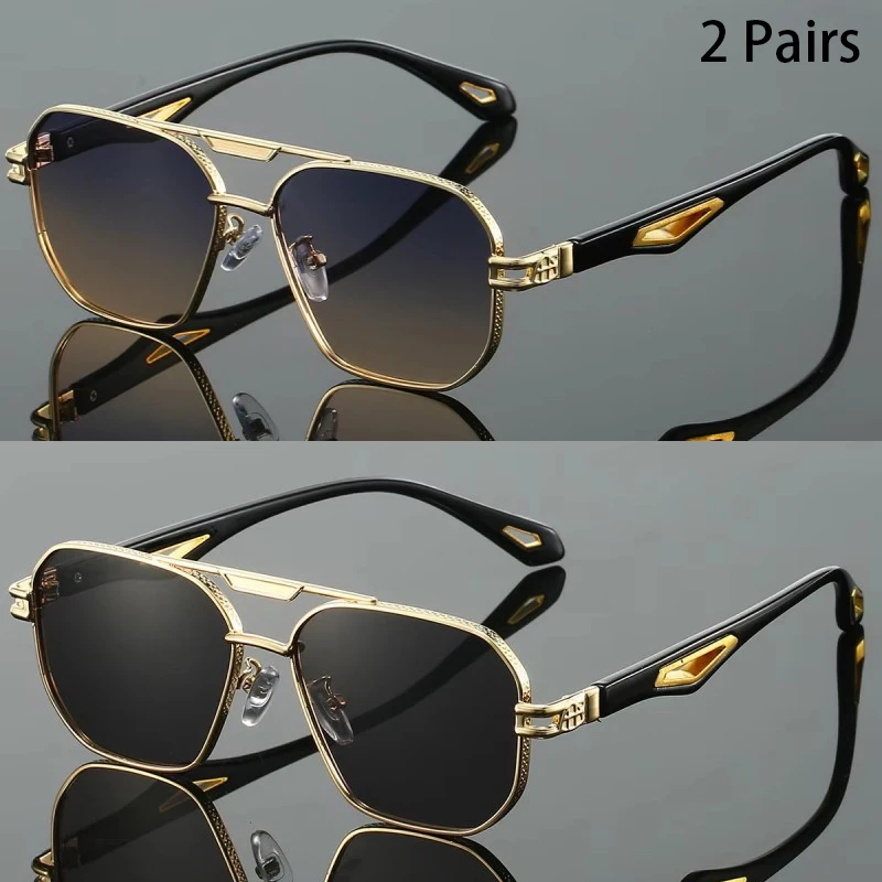 2 Pairs Vintage Square Sunglasses Men Gradient Multi-color Casual Shades Women Trendy Double Bridge Luxury Design Sun Glasses
2 Pairs Vintage Square Sunglasses Men Gradient Multi-color Casual Shades Women Trendy Double Bridge Luxury Design Sun Glasses