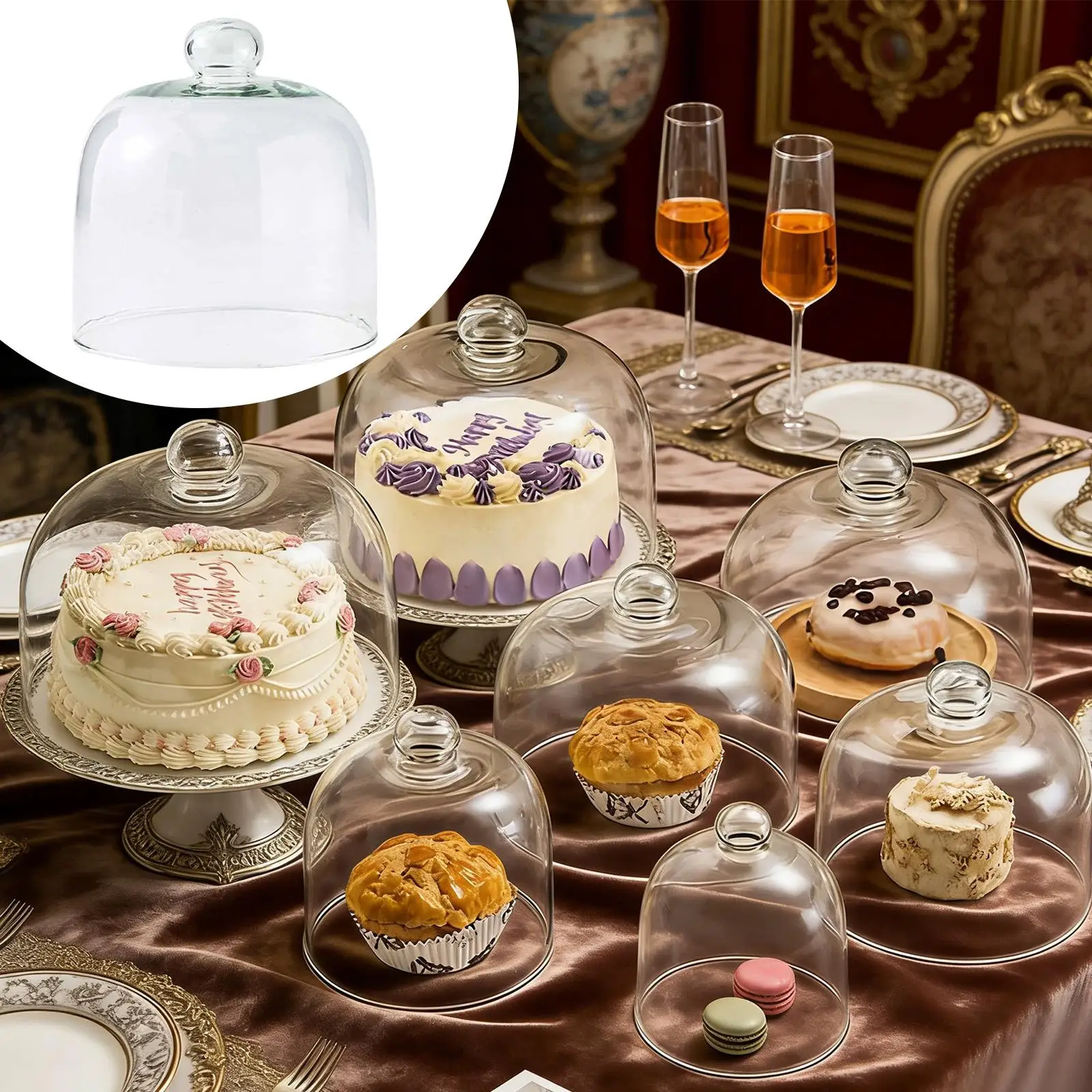 Glass Dome Cake Cover Cake Dome Multifunctional Dustproof Reusable Protection Lid for Kitchen Dining Room Restaurant Fruit
Glass Dome Cake Cover Cake Dome Multifunctional Dustproof Reusable Protection Lid for Kitchen Dining Room Restaurant Fruit
