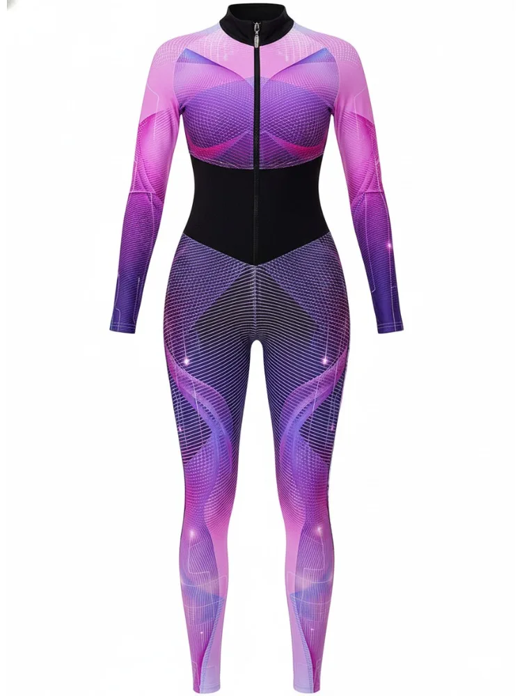 Gymdolphin Women's Purple-Pink Gradient Print Long Sleeves Sports Jumpsuit Zipper Front Skinny One-piece Suit Fitness Suits
Gymdolphin Women's Purple-Pink Gradient Print Long Sleeves Sports Jumpsuit Zipper Front Skinny One-piece Suit Fitness Suits