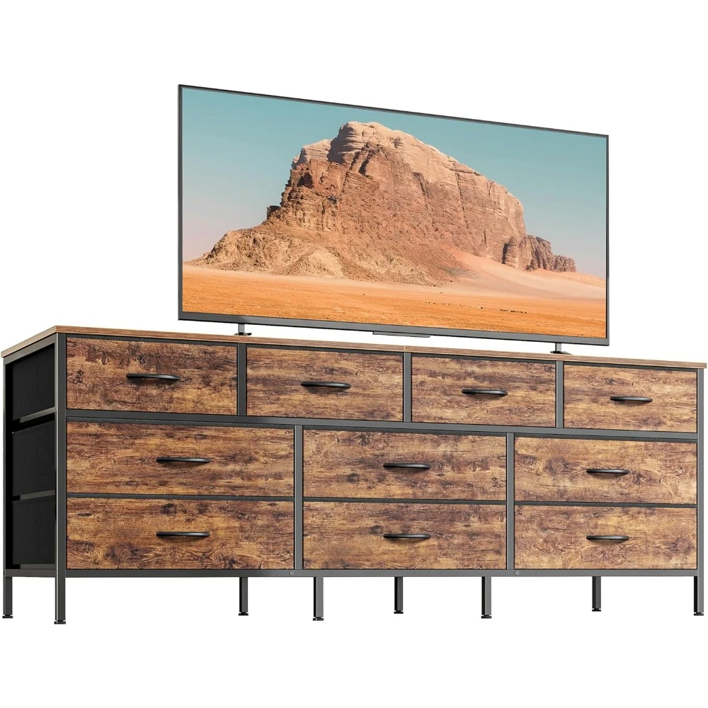 TV Stand for 70 Inch, Long Dresser with 10 Fabric Drawers, Toy Storage Organizer for Closet, Rustic Brown, TV Stand
TV Stand for 70 Inch, Long Dresser with 10 Fabric Drawers, Toy Storage Organizer for Closet, Rustic Brown, TV Stand