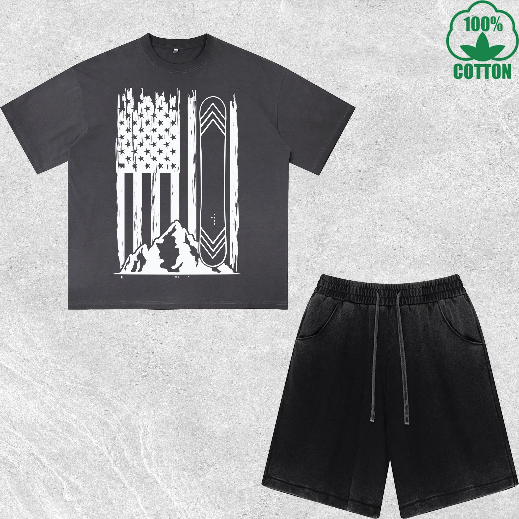 Patriotic Ski Printed Dirty Wash T-Shirt Shorts Set Multicolor Combo Loose Trendy Fashionable 100%Cotton
Patriotic Ski Printed Dirty Wash T-Shirt Shorts Set Multicolor Combo Loose Trendy Fashionable 100%Cotton