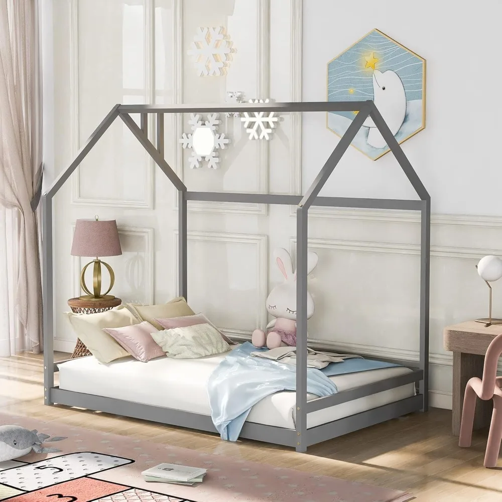 Full Size Wood House Bed, Wooden Bedframe with Roof for Kids, Teens, Boys or Girls
Full Size Wood House Bed, Wooden Bedframe with Roof for Kids, Teens, Boys or Girls