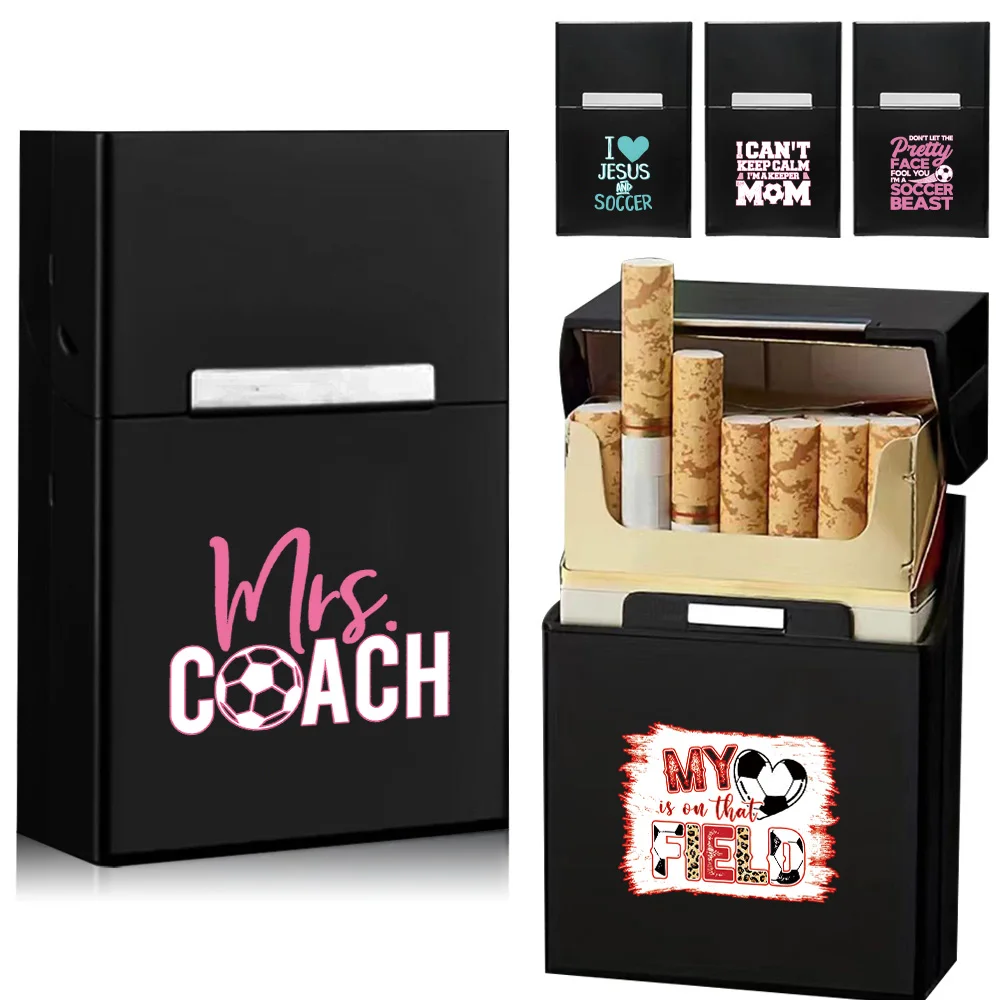 Black Metal Cigarette Case Flip-Top Magnetic Holder Portable Crushproof Moistureproof Tobacco Box For Men Soccer Text Pattern
Black Metal Cigarette Case Flip-Top Magnetic Holder Portable Crushproof Moistureproof Tobacco Box For Men Soccer Text Pattern