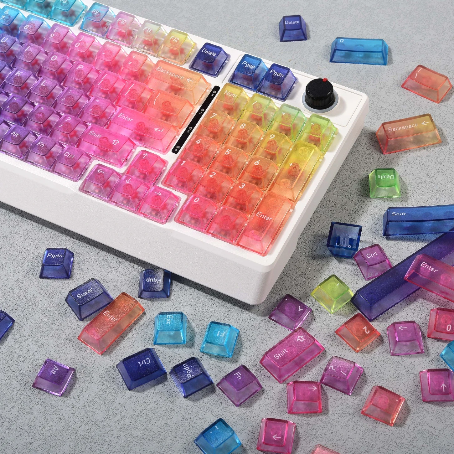 Rainbow Keycap Set PC Matte Feel 115 Key Transparent Cherry Keycaps Suitable for 60/80/87/98/104/108 Mechanical Keyboards
Rainbow Keycap Set PC Matte Feel 115 Key Transparent Cherry Keycaps Suitable for 60/80/87/98/104/108 Mechanical Keyboards