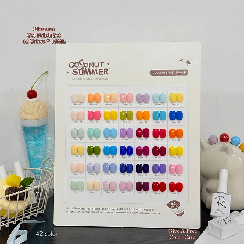 42 Colors Coconut Summer Gel Polish Set UV LED Soak Off Semi Permanent Nail Art Manicure Long Lasting Chip Resistant Varnish
42 Colors Coconut Summer Gel Polish Set UV LED Soak Off Semi Permanent Nail Art Manicure Long Lasting Chip Resistant Varnish