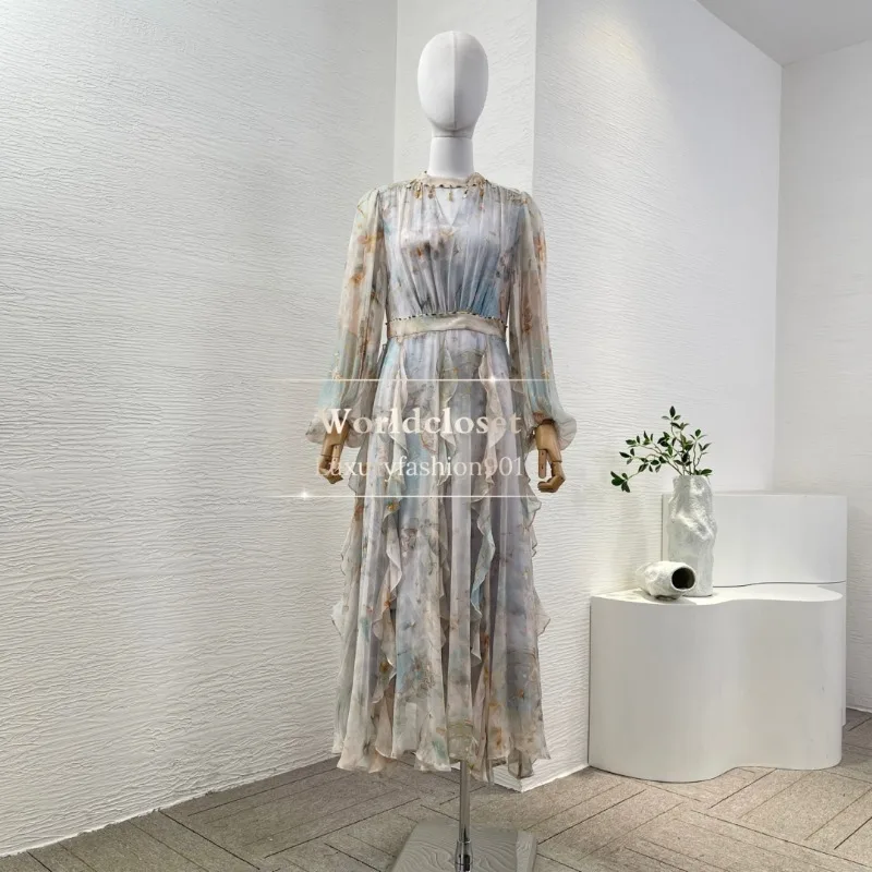 Purple Violet Floral Print Long Sleeve Beading Pleat Ruffles Midi Dresses for Party Silk 2025
Purple Violet Floral Print Long Sleeve Beading Pleat Ruffles Midi Dresses for Party Silk 2025