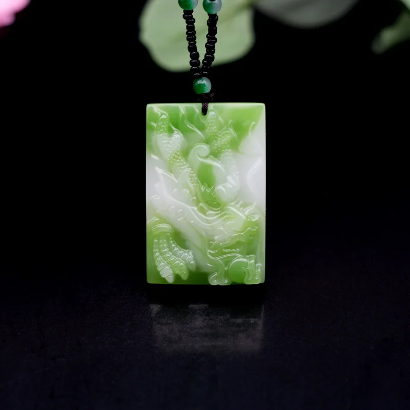 Natural Green White Jade Dragon Pendant Necklace Chinese Hand-Carved Fashion Charm Jewelry Accessories Amulet Gift for Women Men
Natural Green White Jade Dragon Pendant Necklace Chinese Hand-Carved Fashion Charm Jewelry Accessories Amulet Gift for Women Men