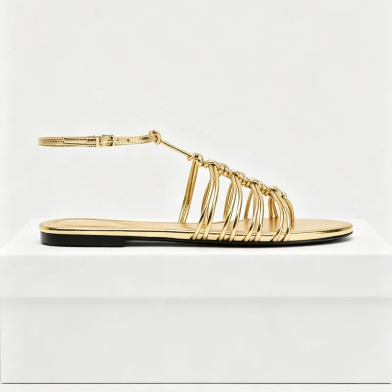Metal Effect Flat Sandals Women Multi-straps Details Round Toe Casual Beach Shoes Femme Footwear Clip Toe Roman Sandals Women
Metal Effect Flat Sandals Women Multi-straps Details Round Toe Casual Beach Shoes Femme Footwear Clip Toe Roman Sandals Women